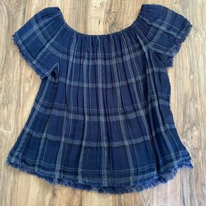 Plaid Lucky Brand off the shoulder top